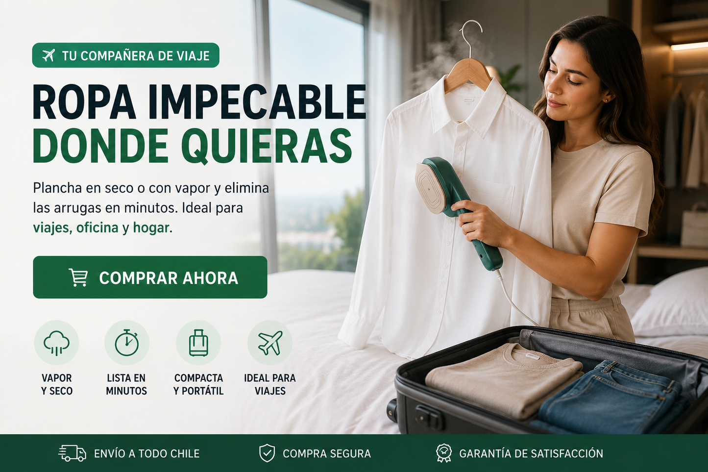 Mini Plancha a Vapor Portátil 2 en 1 | Ropa Impecable Donde Estés
