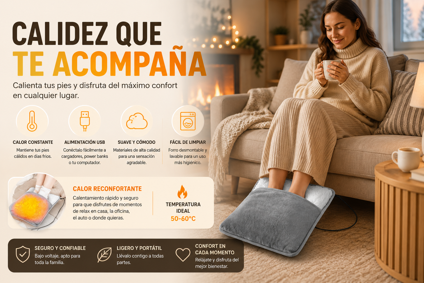 Calentador Eléctrico para Pies USB | Calor y Comodidad al Instante