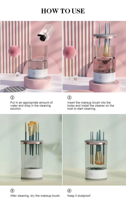 Limpiador Automático de Brochas de Maquillaje Pro | Brochas Limpias en Minutos