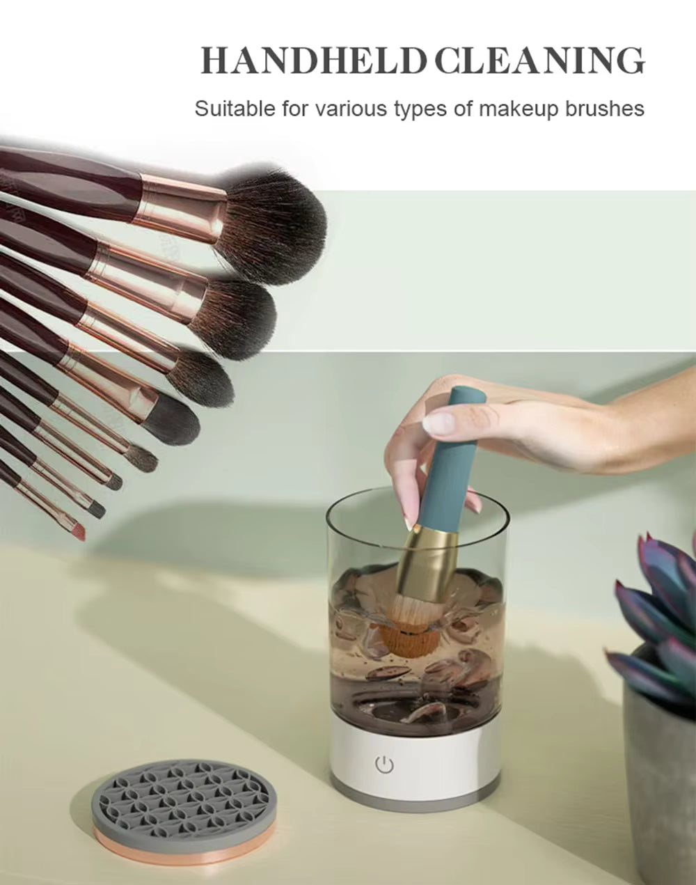 Limpiador Automático de Brochas de Maquillaje Pro | Brochas Limpias en Minutos