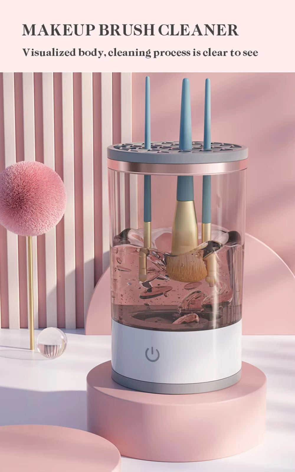 Limpiador Automático de Brochas de Maquillaje Pro | Brochas Limpias en Minutos