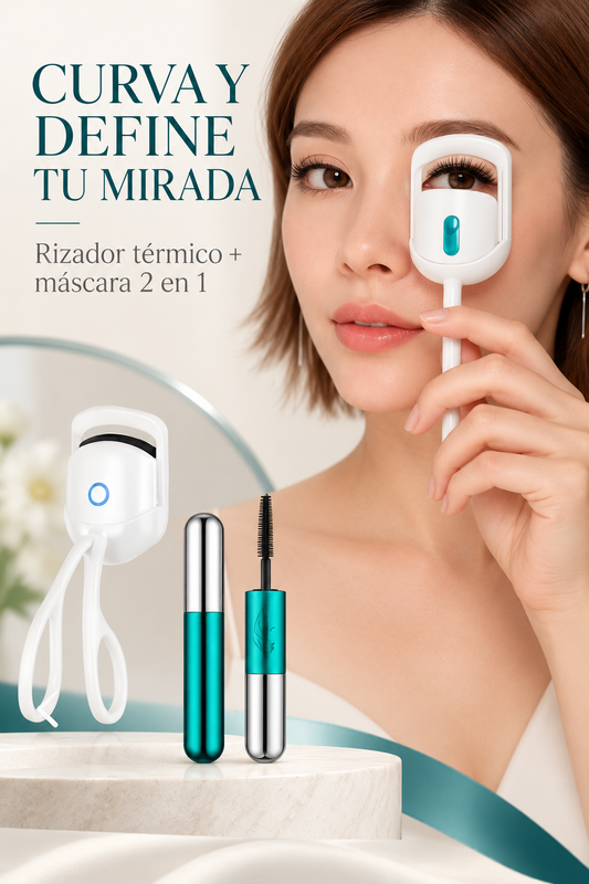 Combo de rizador térmico y máscara 2 en 1 para definir la mirada