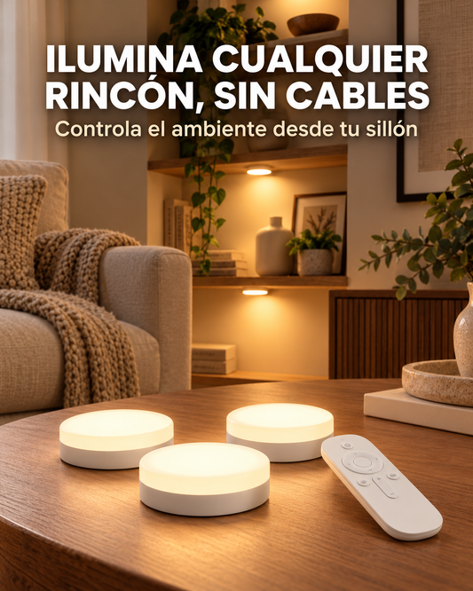 Set de tres luces LED sin cables con control remoto