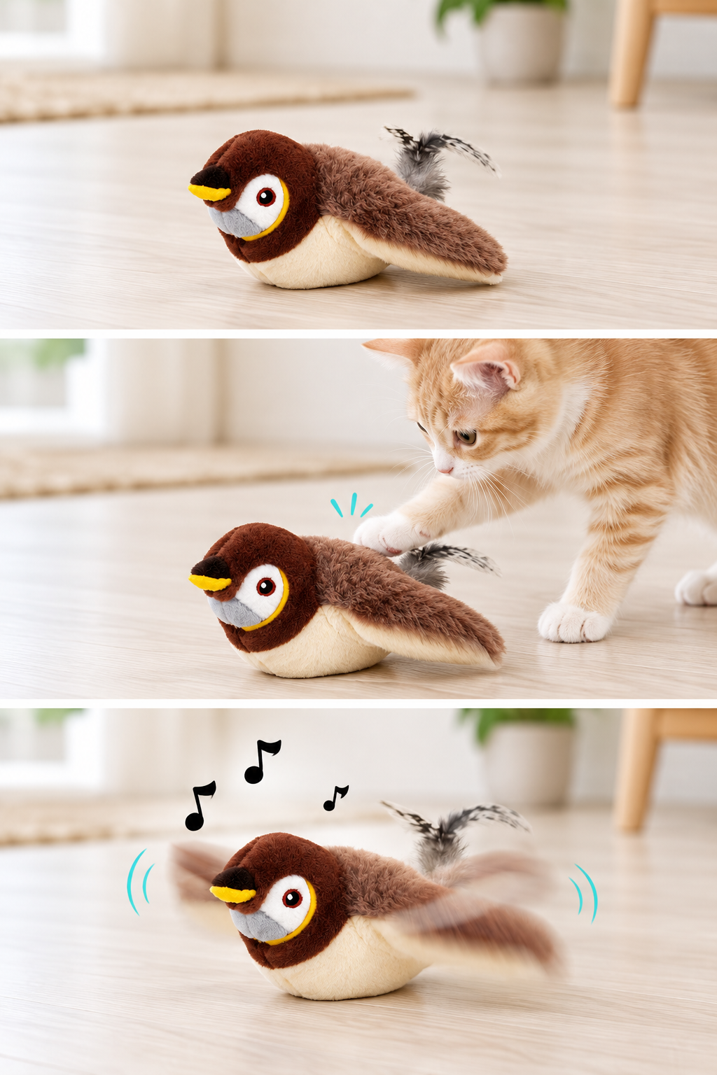 Secuencia de activación por contacto del pájaro interactivo