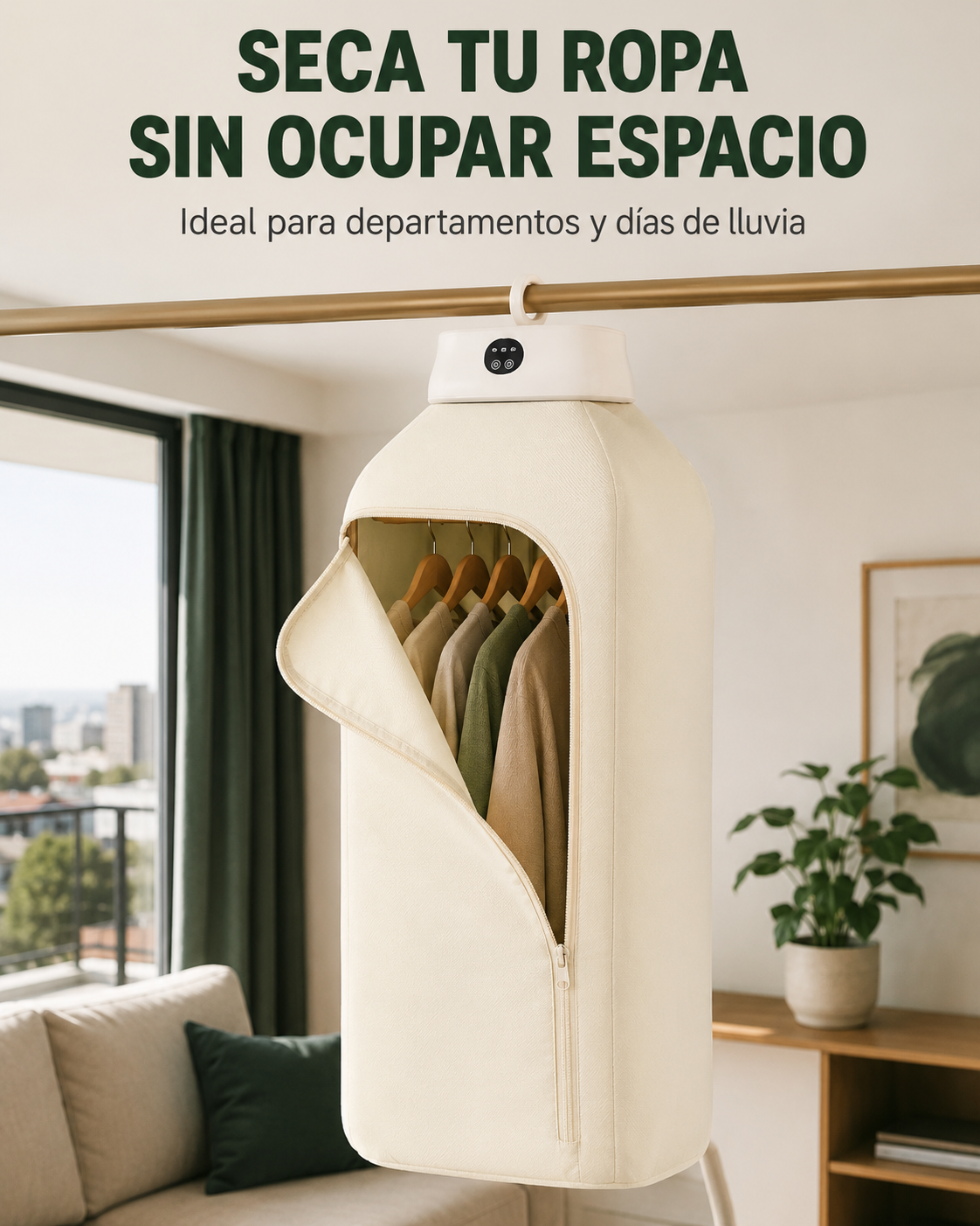 Secadora portátil de ropa para departamentos y días de lluvia